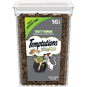 $2.49 to $8.48, Target: Tasty Human 3oz or 16oz Cat Treats for Halloween by Temptations (part of spend $30 on pet, save $5) Free Pick Up