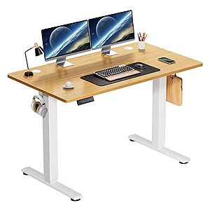 40"x 24" JHK Height Adjustable Electric Standing Desk (Bamboo Wood Color) $51.15