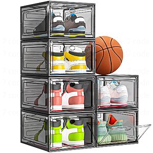 Sturdy Clear Shoe Organizer with Magnetic Door, Stackable Shoe Storage Box (Various Sizes) $35.95