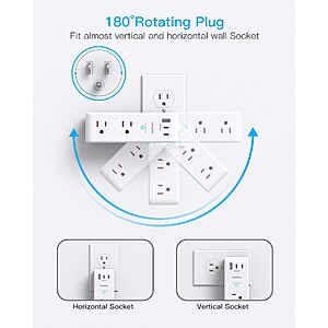 Surge Protector Outlet Extender with Rotating Plug, Multi Plug Wall Outlet $9.99