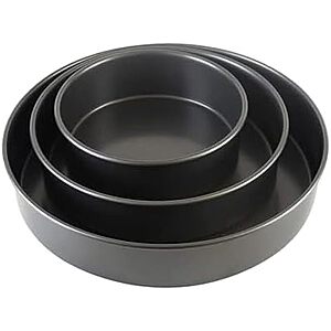 [Prime] $10.59* | 3-Piece Chicago Metallic Professional Non-Stick Round Cake Pan Bakeware Set (Gray) at Amazon