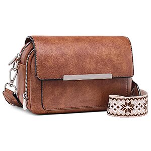 Roulens Women's RFID-Blocking PU Leather Crossbody Bag w/ Adjustable Woven Strap (Brown, Black or Black/Brown) from $10.99 + Free Shipping w/ Prime or on $35+
