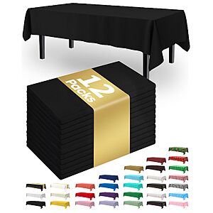 Amazon: 12 Pack 54 x 108 Inch Plastic Tablecloth, Disposable, for Party, Picnic, Halloween, Decorative Tablecloths, Rectangle $9.9 $9.99