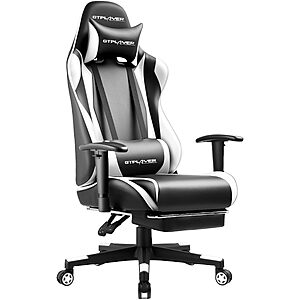 GTPLAYER Ergonomic Gaming Chair w/ Footrest, 3D Armrests & Lumbar Support (White) $69.99 + Free Shipping