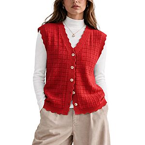 AceNest Fall Sweater, Waffle Knit Sleeveless Vest Tops (Various Colors) $14.99