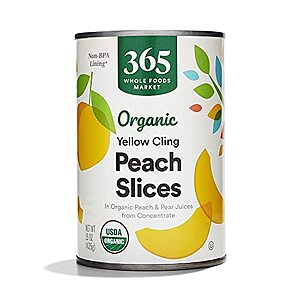 [Prime, SnS] $2 | 15-Oz 365 by Whole Foods Market Organic Yellow Cling Peach Slices at Amazon