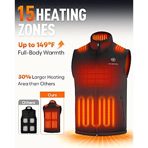 Men's Heated Fleece Vest with 16000mAh Battery,15 Heating Zone Heated Vest $53.99