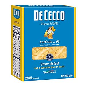 [SnS, AC] $1.51 | 16-Oz De Cecco Pasta (Farfalle) at Amazon