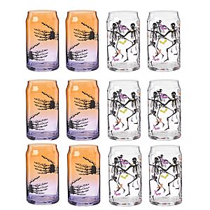 Cambridge Drinking Glasses, Halloween Harvest Can Cooler Glasses, Set of 12, Glass Cups, Halloween Decor Spooky Scary Skeletons (Assorted, 12 Piece, 16 FL Oz) $10.77