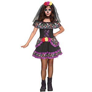 Fun World Ghost Face Girls Sugar Skull Halloween Costume, Medium $21.82