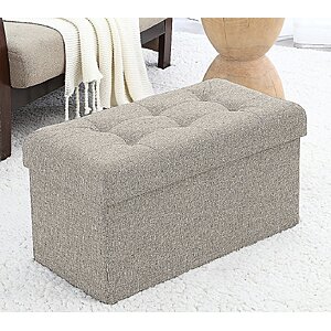New QVC Customers: 30" Ornavo Home Foldable Tufted Linen Storage Ottoman Bench (Various Colors) $26.38 + Free Shipping