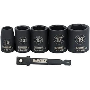 [AC] $13.78 | 6-Pc DeWALT 3/8" Metric Impact Socket Set at Amazon