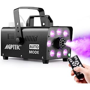 $47.38 (AC) AGPTEK Fog Machine, 12 Colors, 600W Smoke Machine, 4000CFM, Auto Mode & Wireless Remote, RGB Effect, Halloween, DJ, Parties + FS at Amazon