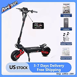 Arwibon GT06 11"Off-Road Tires 1200W 48V 13AH Max Speed 20-25MPH Foldable E-Scooter $308 + Free Shipping