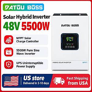 DATOUBOSS 48V 5500W Solar Hybrid Inverter with MPPT & Pure Sine Wave $275 + Free Shipping