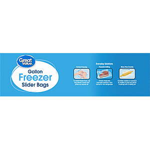 $6.77 FS WALMART+ or pick up  60 Count Great Value Slider GALLON Freezer Bags