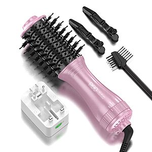 DAN 2" Mini Travel Hair Dryer Brush w/ Dual Voltage & Multi-Function Plug Adapter $19.99 + Free Shipping w/ Prime or on $35+