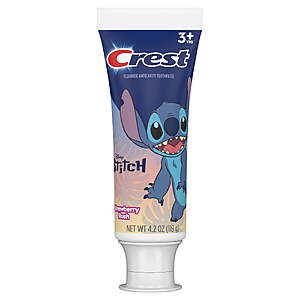 3/$7.71 get $3 Walmart Cash Crest Kid's Toothpaste, featuring Disney Stitch, Strawberry, 4.2 oz, Ages 3+  FS Plus or pick up