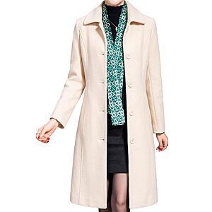 Jenkoon Women's Wool Trench Coat Winter Long Thick Overcoat Walker Coats $35.99