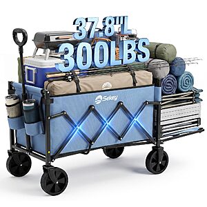 Sekey Collapsible Wagon with Tailgate, 300 lb Capacity, 38 in Cargo Length $39.98