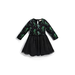 monica + andy Halloween Girls Tulle Dress, Size 18-24 Months, Skeleton Dance Party, Organic Baby Clothes for Girls, Long Sleeve Dress, Sustainable Super Soft Fabric, Sizes fo$7.89