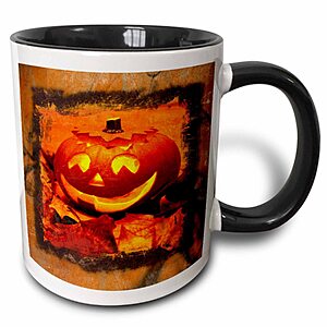 3dRose Halloween Jack-O-Lantern 11oz Two-Tone Black Mug $6.48