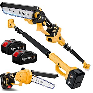 BuyJoy 21V Cordless 6" Telescoping Pole Saw $44.93 or Less + Free Ship to Store $40