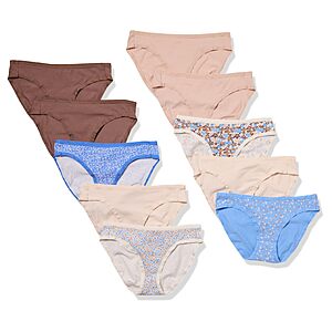 Amazon Essentials Women's Cotton Spandex Bikini Brief Underwear XX-Small (Available in Plus Size), Pack of 10, Multicolor/Ditsy Floral/Dots/Floral, XX-Small $5.88