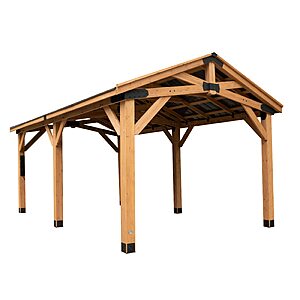 Backyard Discovery Norwood Cedar Wood Outdoor Gazebo Pavilion with Hardtop Galvanized Steel Peak Roof, various sizes, from $1799
