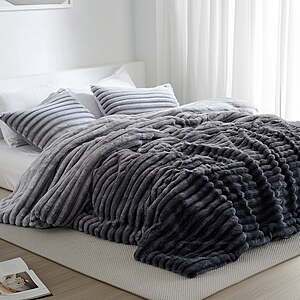 Regency Heights King/Cal King Size Comforter Set, Fluffy Ribbed Plush Comforter Set, 3-Piece Bedding Set, Grey Ombre $59.99