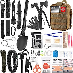 LUXMOM Emergency Survival Kit and First Aid Kit, 142Pcs Professional Survival Gear and Supplies Equipment $22.19
