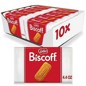 [S&S]Lotus Biscoff Cookies, Caramelized Biscuit Cookies, 16 Cookies (Pack of 10), Non GMO + Vegan, 4.4 Ounce (Pack of 10), Snack Pack Size. [Packaging may vary] $8.89