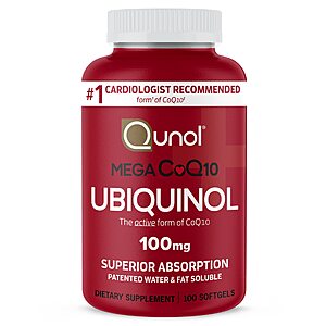 [S&S] Qunol Mega Ubiquinol CoQ10 100mg, Superior Absorption, 100 Softgels $24.53
