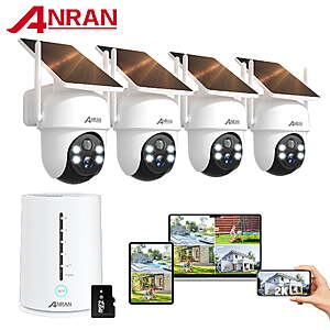 ANRAN 2K/4MP Solar Security Camera with Base Station, Spotlight, Expandable Local Storage, No Monthly Fee, 360° View Wireless Outdoor Camera, $219.99