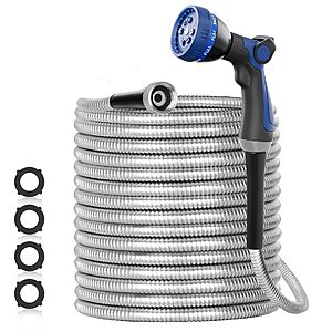 $47.17: SPECILITE 100ft 304 Stainless Steel Garden Hose, 3/8" ID, Silver
