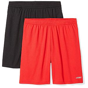 [Prime] 2-Pack Amazon Essentials Men's Loose-Fit Athletic Basketball Shorts (Black/Red) from $6.32 + Free Shipping