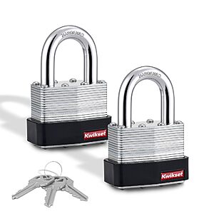 2-Pack Kwikset  1-1/8" Laminated Steel Padlock with Hardened Steel Shackle $12.23 + Free S&H w/ Prime or $35+