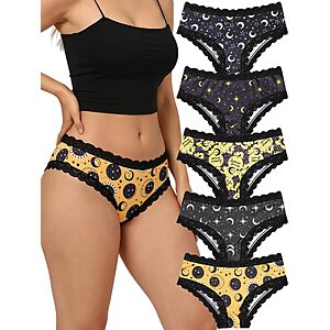 Morvia 5 Pack Halloween Themed Lace Women's Briefs - $7.99
