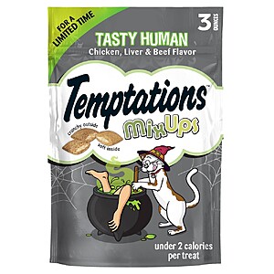 Target Circle $2.07 or $6.79 Free Pick Up Temptations Tasty Human Haunted House with Chicken and Beef Flavor Halloween Cat Treats - 3oz (also 16oz tub)