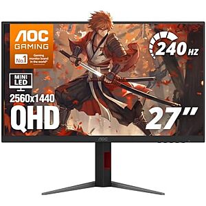 $249.99* | 27" AOC Gaming QHD 240Hz Fast VA Mini-LED Gaming Monitor at Amazon