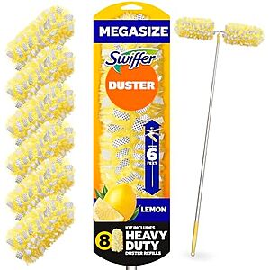 [AC] $35.90 | 3 × Swiffer Duster Kit with 6 ft Super Extendable Handle, Heavy Duty Starter Kit with 8 Refills, Lemon Scent ($11.97 each) at Amazon