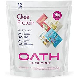 [SnS] $19.94 | Oath Nutrition Clear Whey Isolate Protein Powder Variety Pack, 12 Pack at Amazon