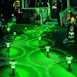 16 Pack Mushroom Halloween Solar Lights Outdoor Green Pathway Decor - $14.99 @ Amazon