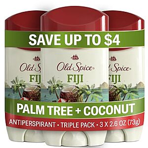 [Prime, SnS, AC] $19.58 | 2 × 3-Pack 2.6-Oz Old Spice Antiperspirant Deodorant for Men (Fiji) ($9.79 each) at Amazon