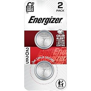 [SnS, AC] $2.13* | 2-Pk Energizer CR2025 3V Lithium Batteries at Amazon
