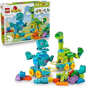 $52.49 | 108-Piece LEGO Duplo - 3in1 Dinosaurs on Wheels (10451, 2025) at Amazon