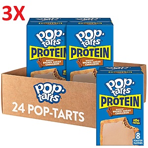 $27.02 Multi-Buy [S&S] | 3x Pop-Tarts Protein Toaster Pastries, 10g Protein, Boostin' Brown Sugar Cinnamon (3 Boxes, 24 Pop-Tarts)