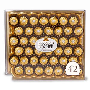 Ferrero Rocher Gourmet Hazelnut Milk Chocolate Gift Box, 42 Individually Wrapped Chocolates, 18.5 oz (Pack of 2)
