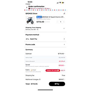Qronge Spark X1 M $775.00 electric dirt bike 4500 watt