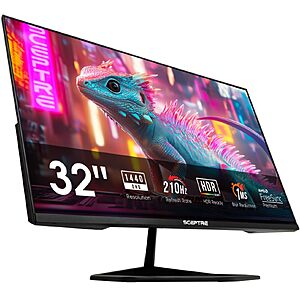 32" Sceptre 1440p 210Hz VA - USB Type-C DisplayPort HDMI Gaming Monitor (E325B-QW200D Series) $147.98